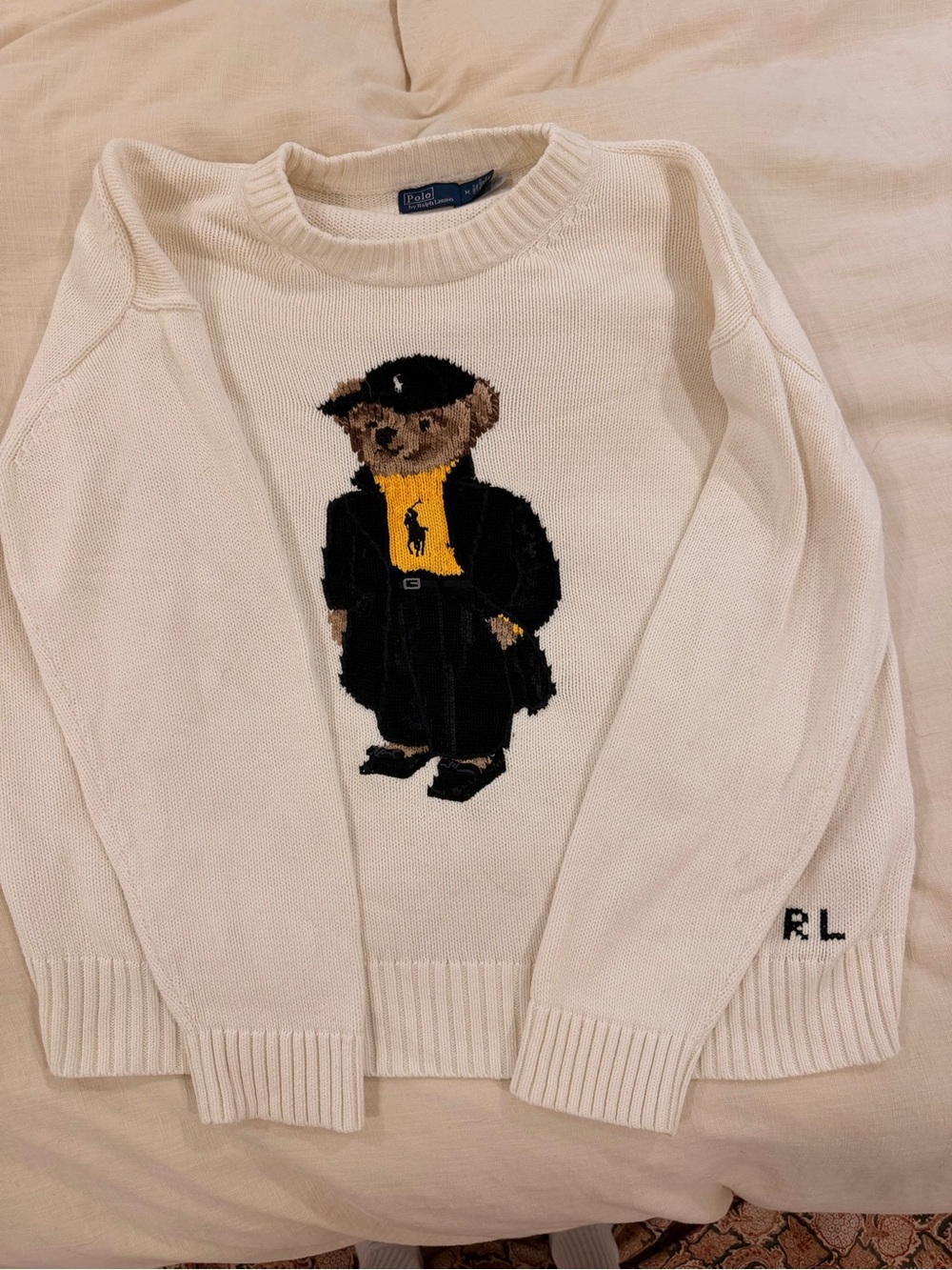 Polo Ralph Lauren Polo Bear Cotton Crewneck Sweater Cream M